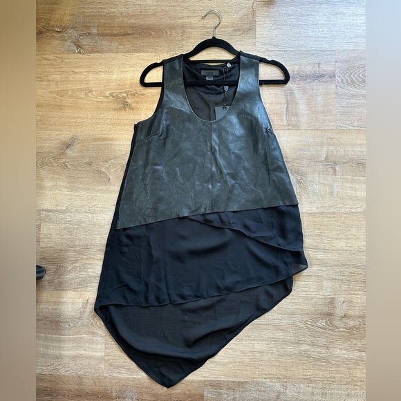 NWT Rudsak Leather Tank Top Black Size XS Flowy Asymmetrical - Picture 8 of 16